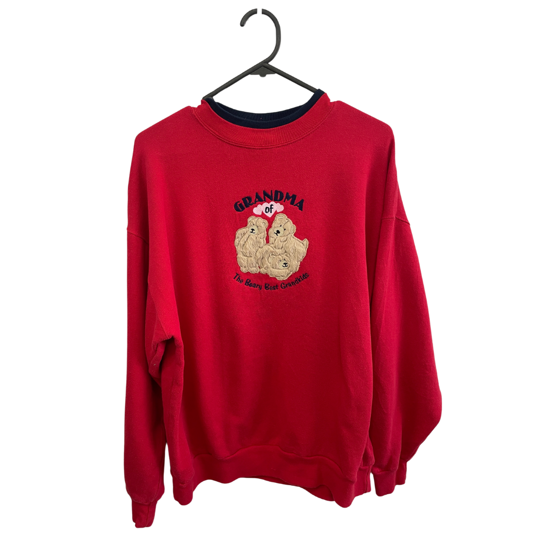 Beary Best Grandma Red Crewneck Large