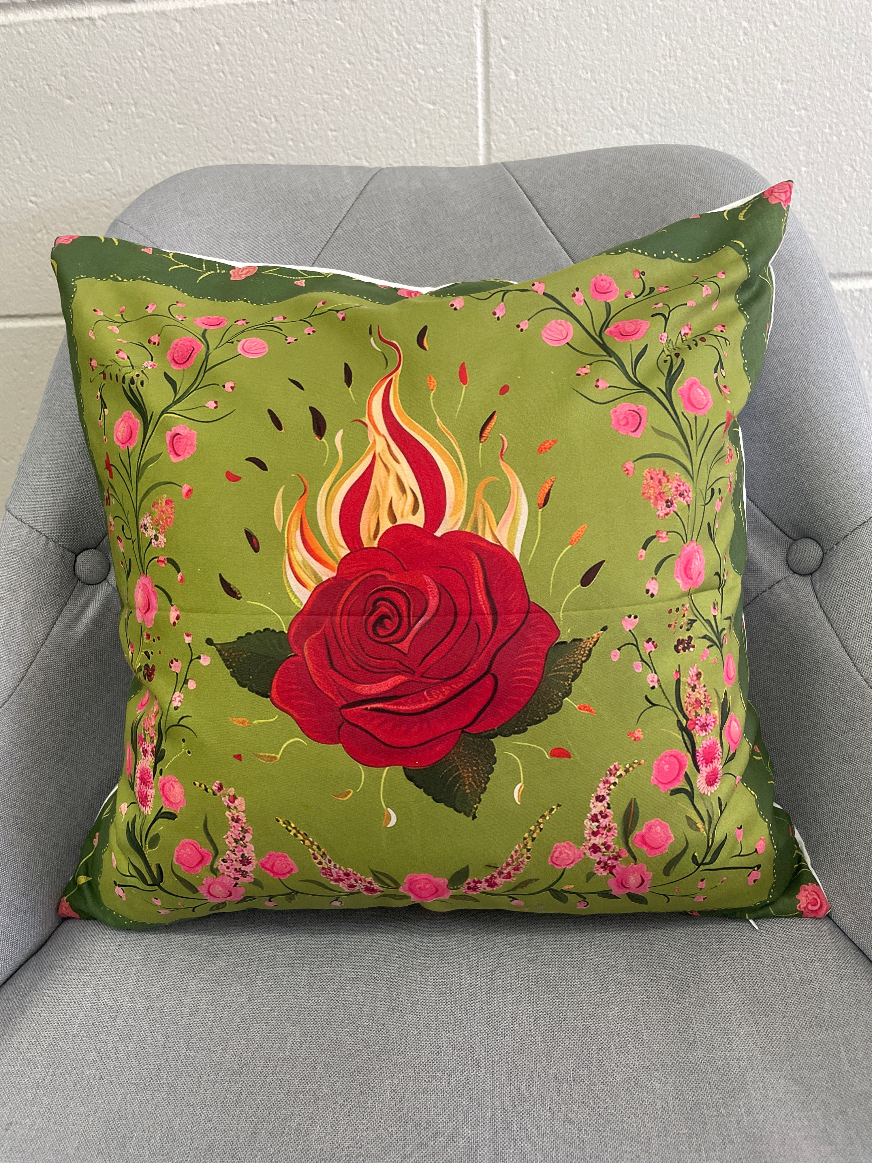 Flaming Rose Pillow
