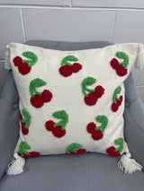 Cherries Embroidered Pillow