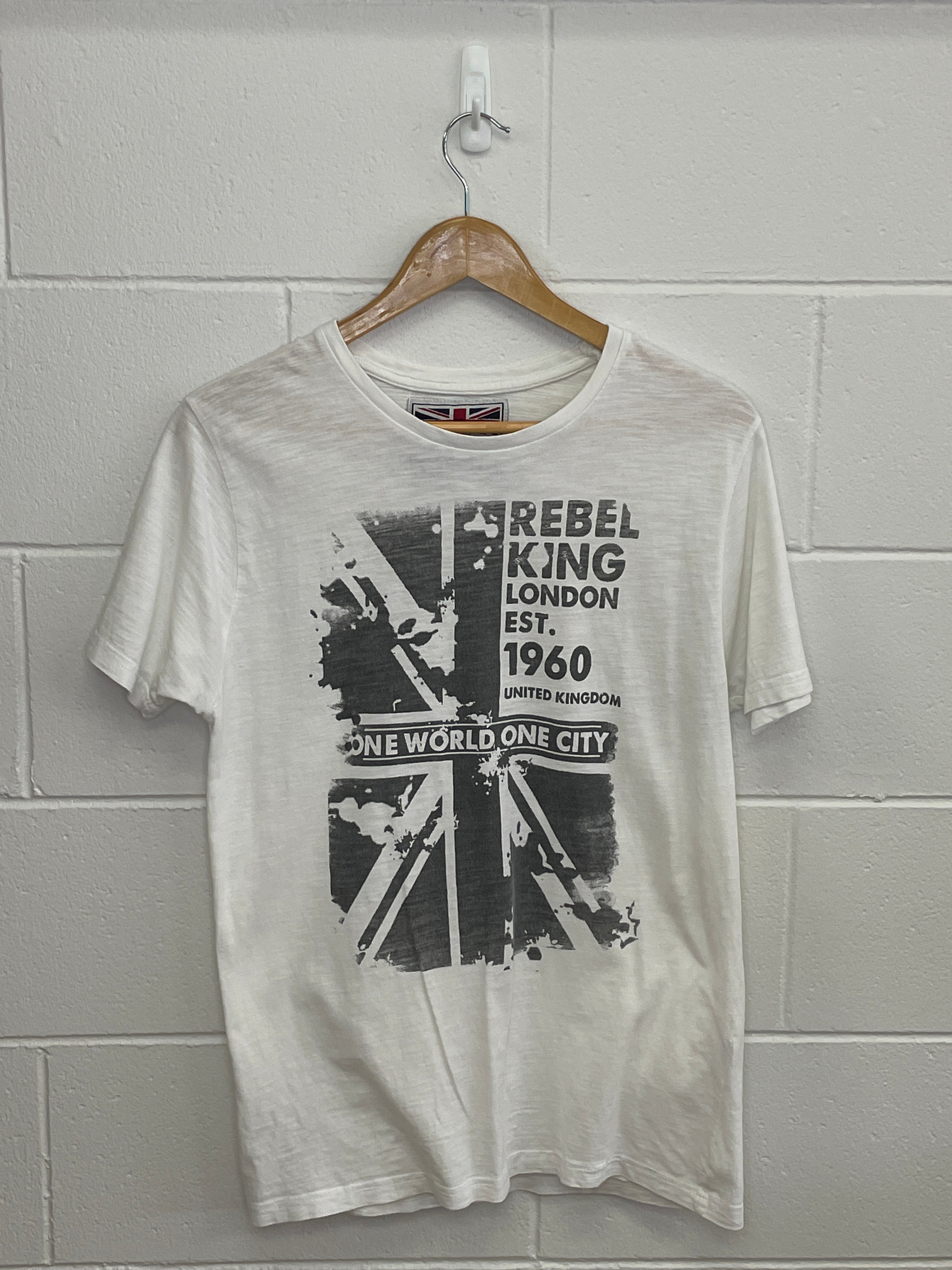 Rebel King White T-Shirt Medium