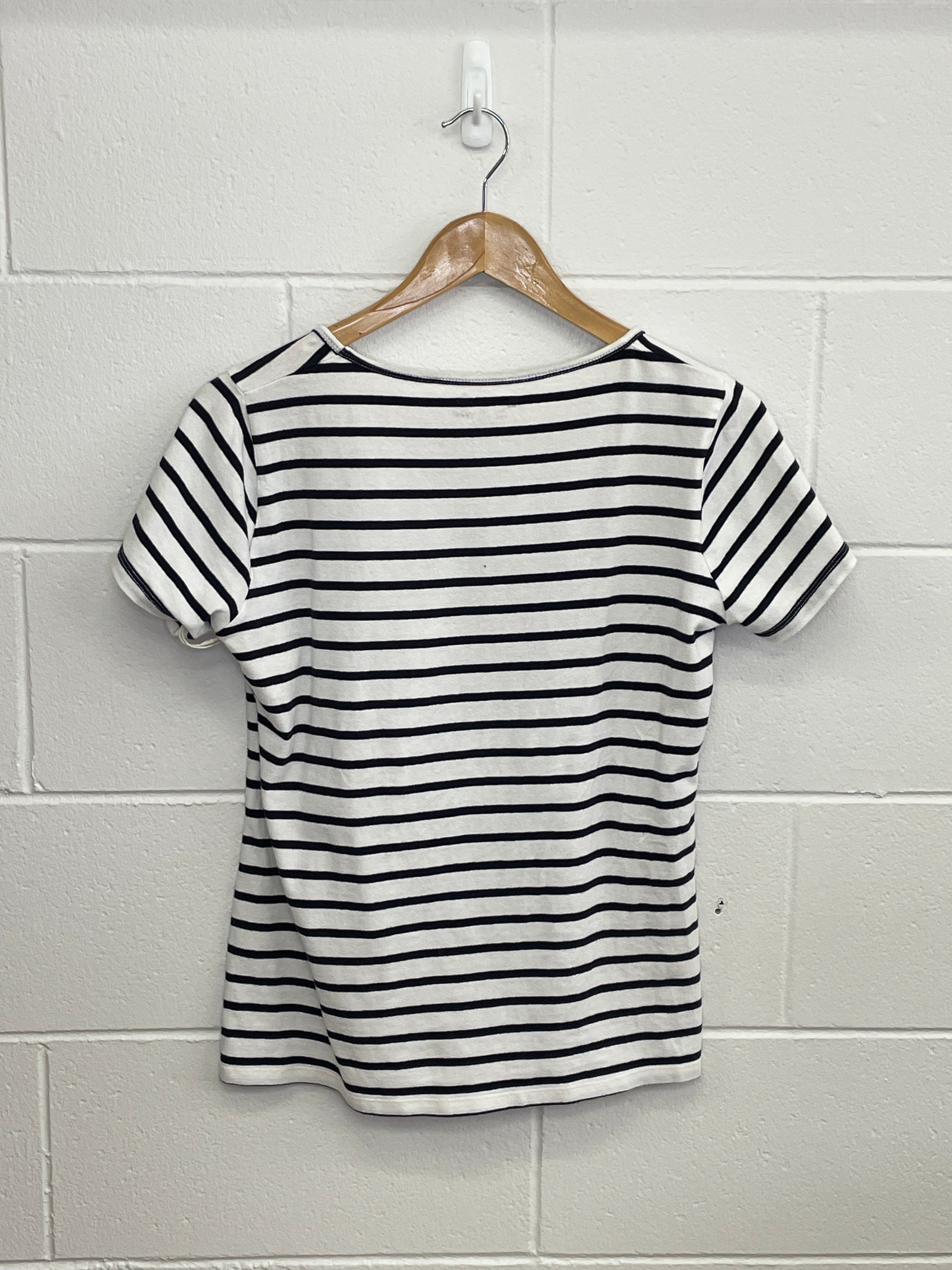 Black & White Striped V Neck T-Shirt 3XL