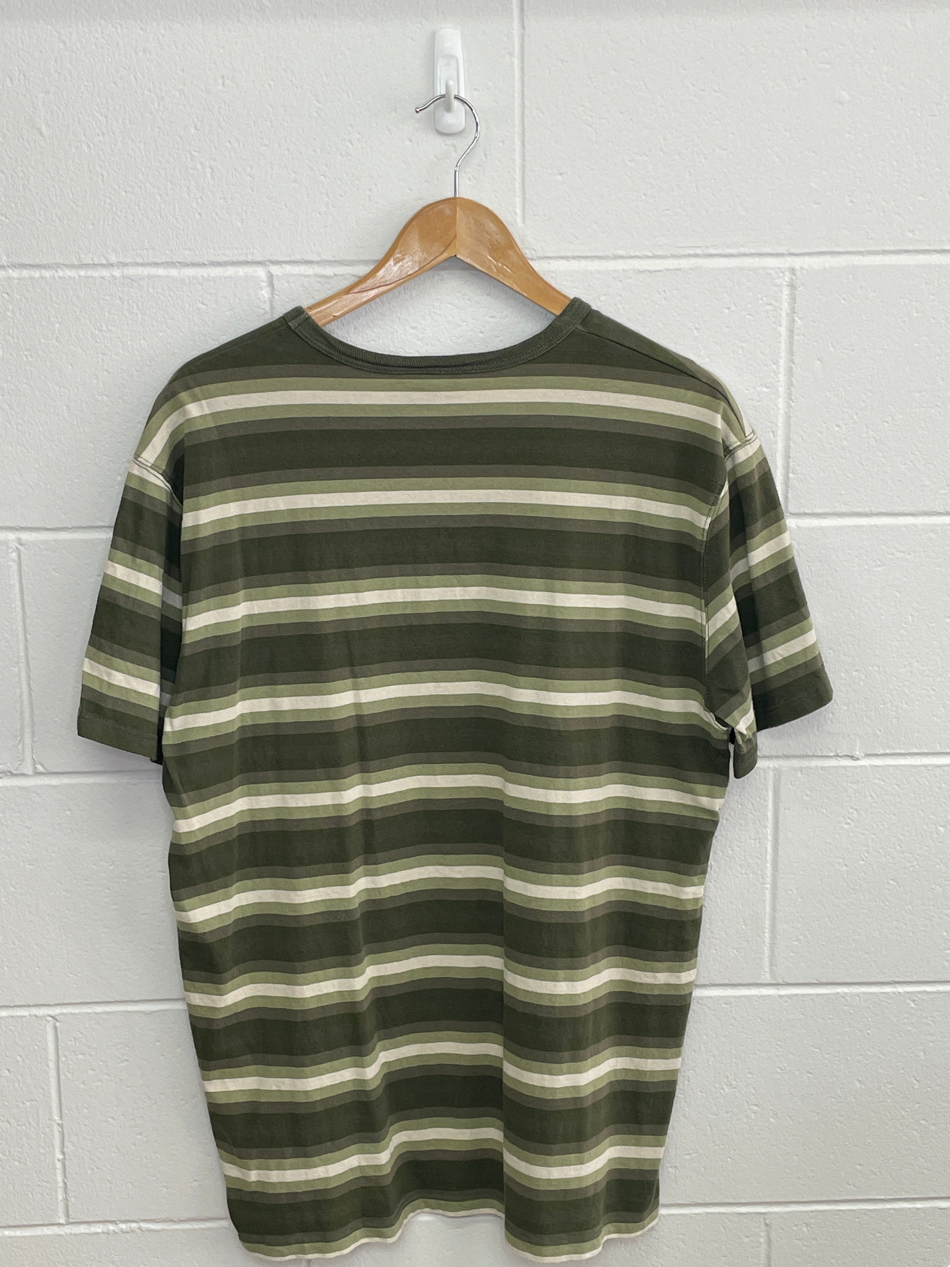 Champion Green Striped T-Shirt Large