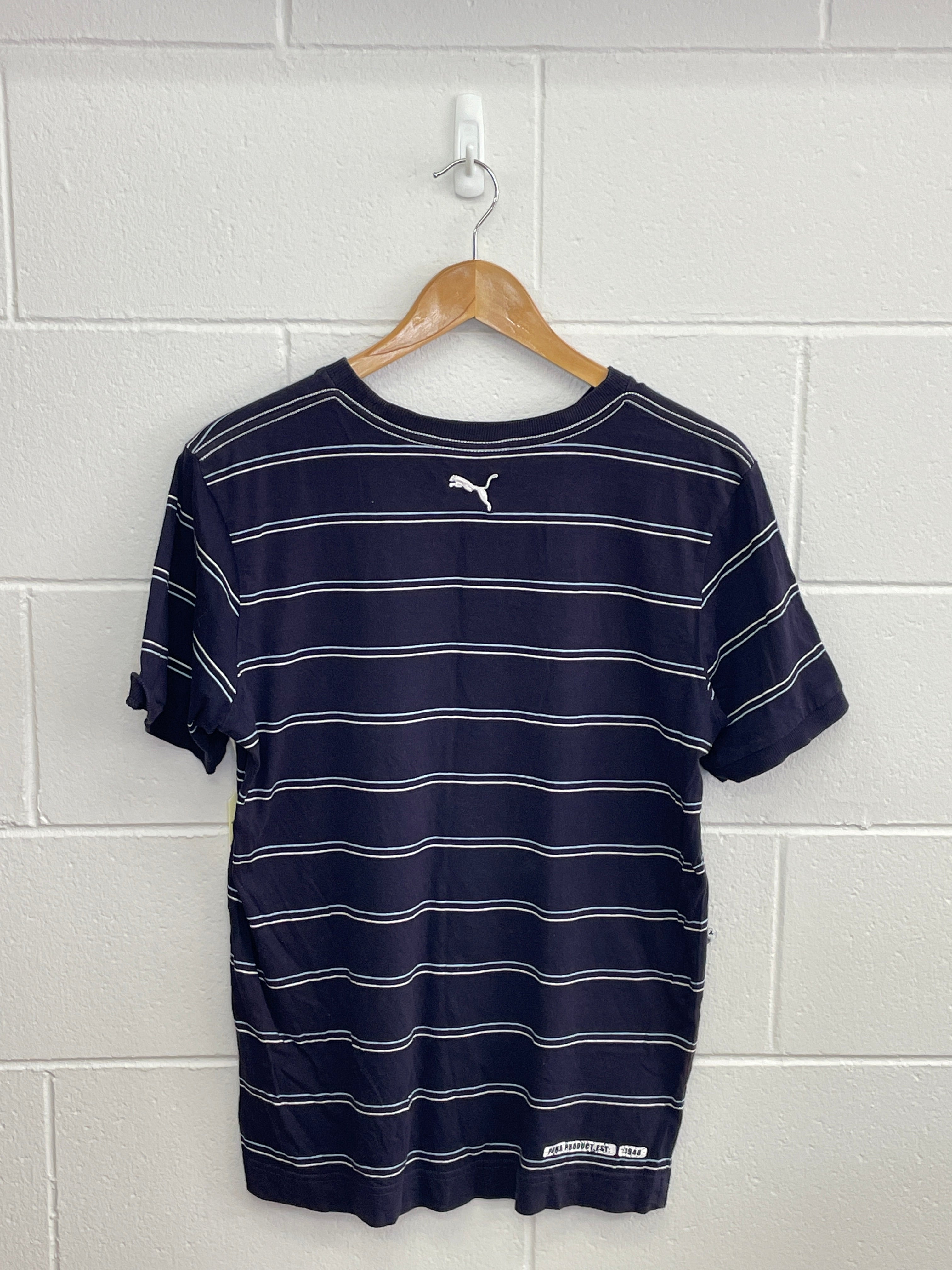 Puma Navy Striped T-Shirt Medium