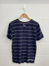 Puma Navy Striped T-Shirt Medium