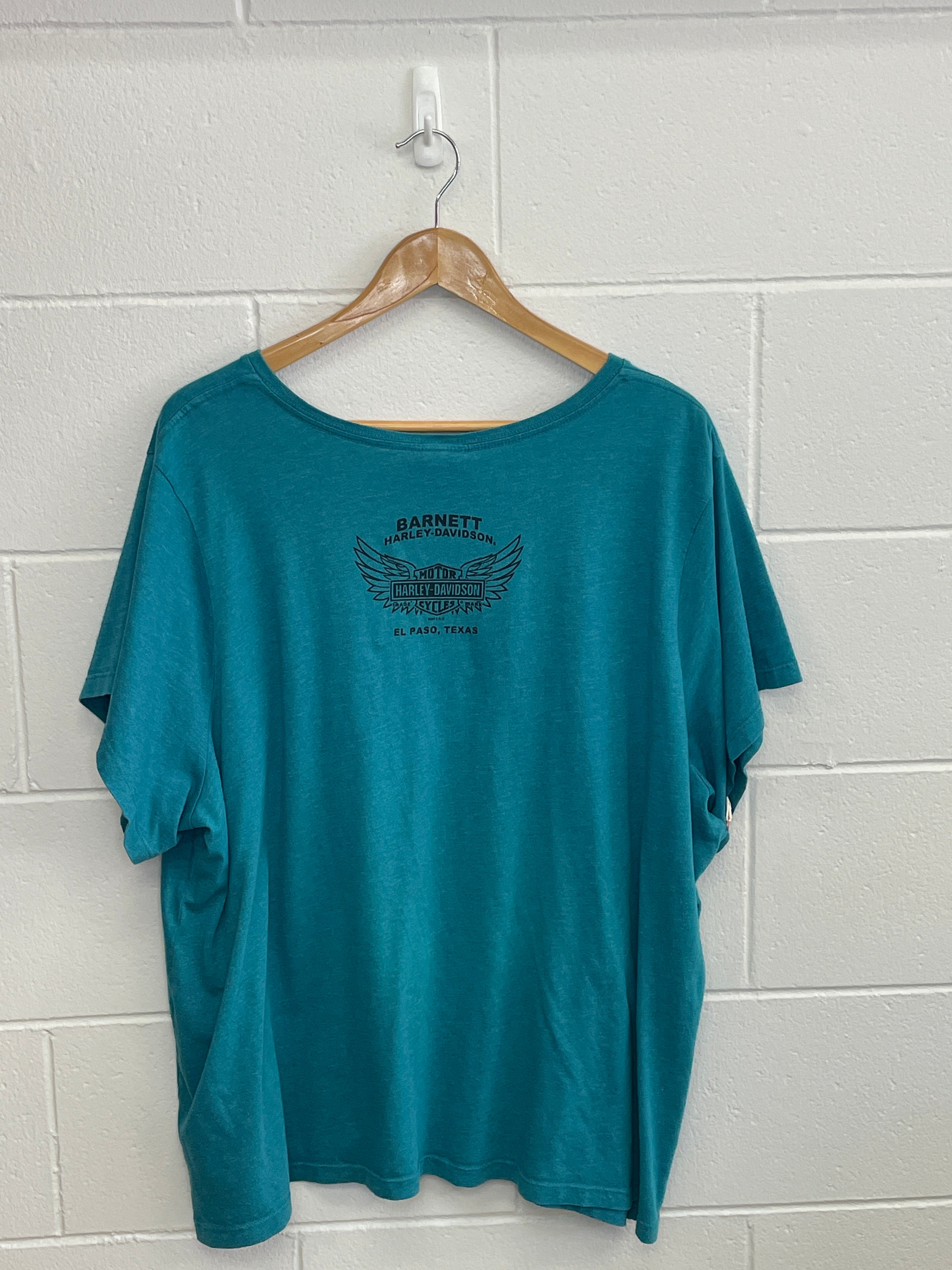 Harley Davidson Ladies Teal V Neck T-Shirt XXL