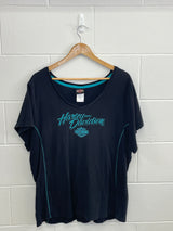 Harley Davidson Ladies Black V Neck With Blue Writing 3XL