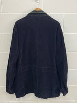 Nautica Purple Black Corduroy Jacket With Leather Collar Jacket XXL