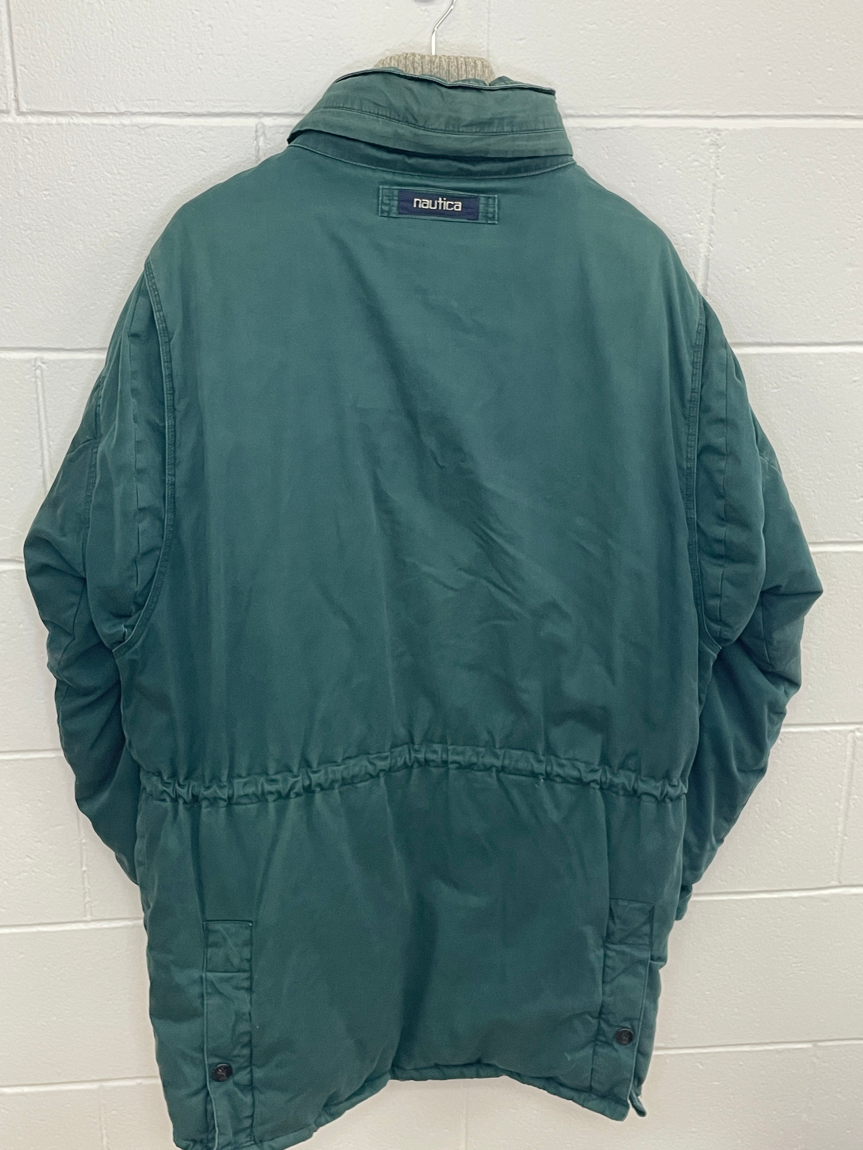 Nautica Green Wool Puffer Jacket Large