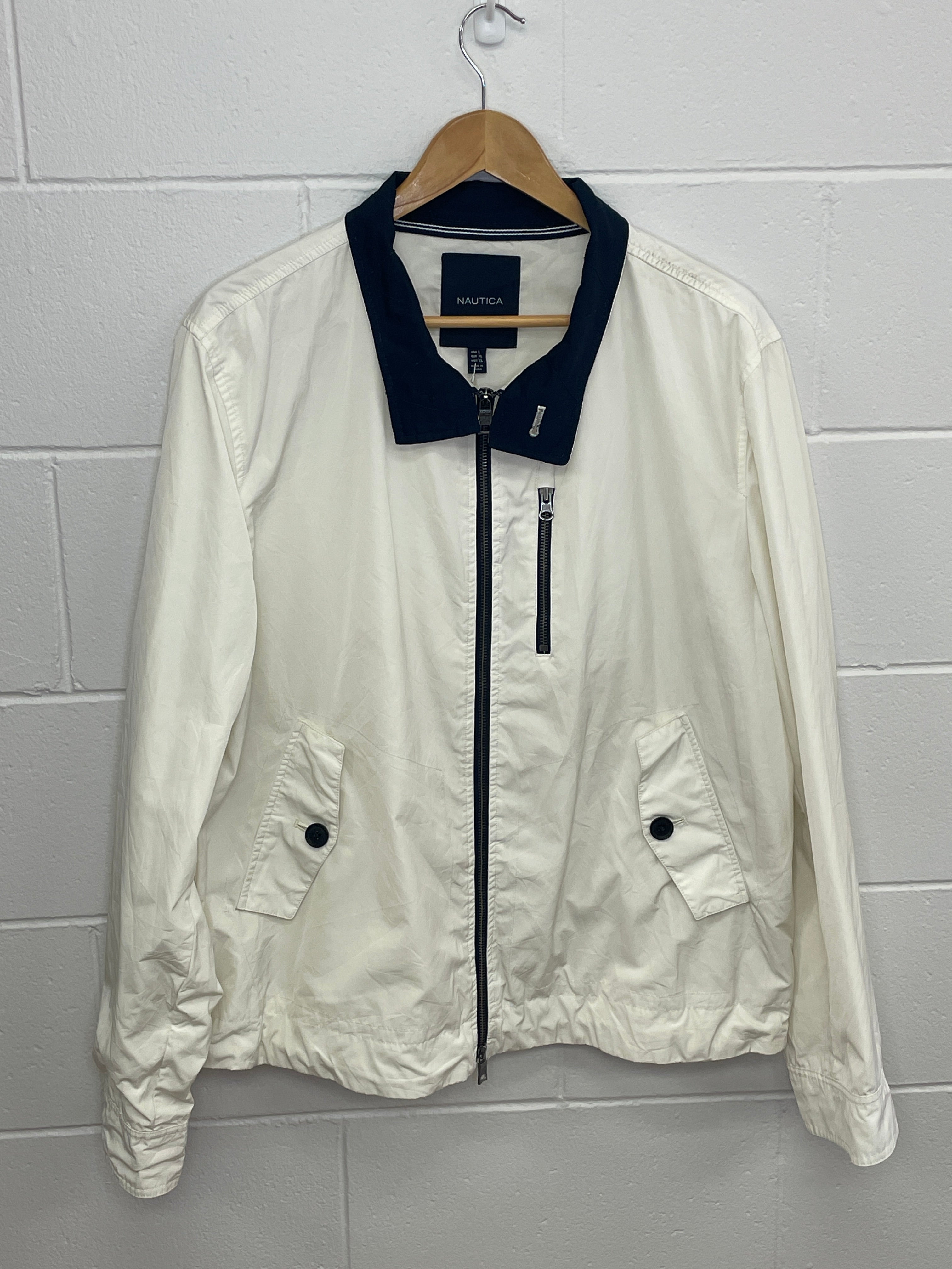 Nautica White & Navy Shell Jacket Large