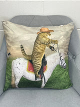 Cowboy Cat On Horse Pillow