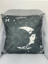 Floral Moon Dark Grey Pillow