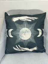 Hand And Moon Dark Grey Pillow