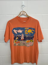 United Colours Of Benetton Orange Paint Print T-Shirt Medium