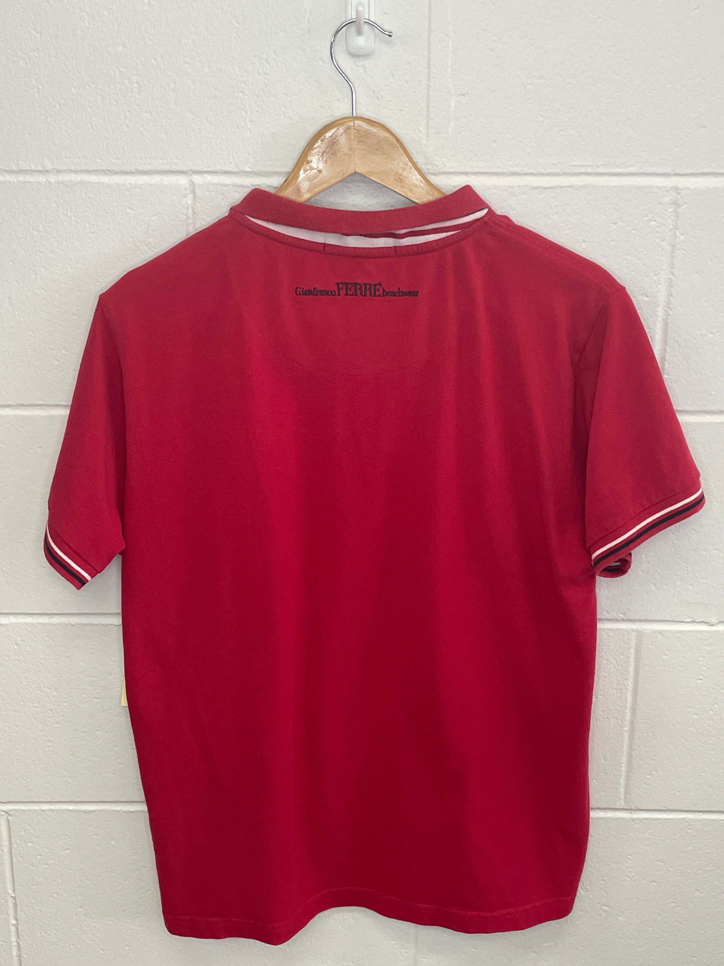 Gianfranco Ferre Beachwear Red Polo T-Shirt Medium