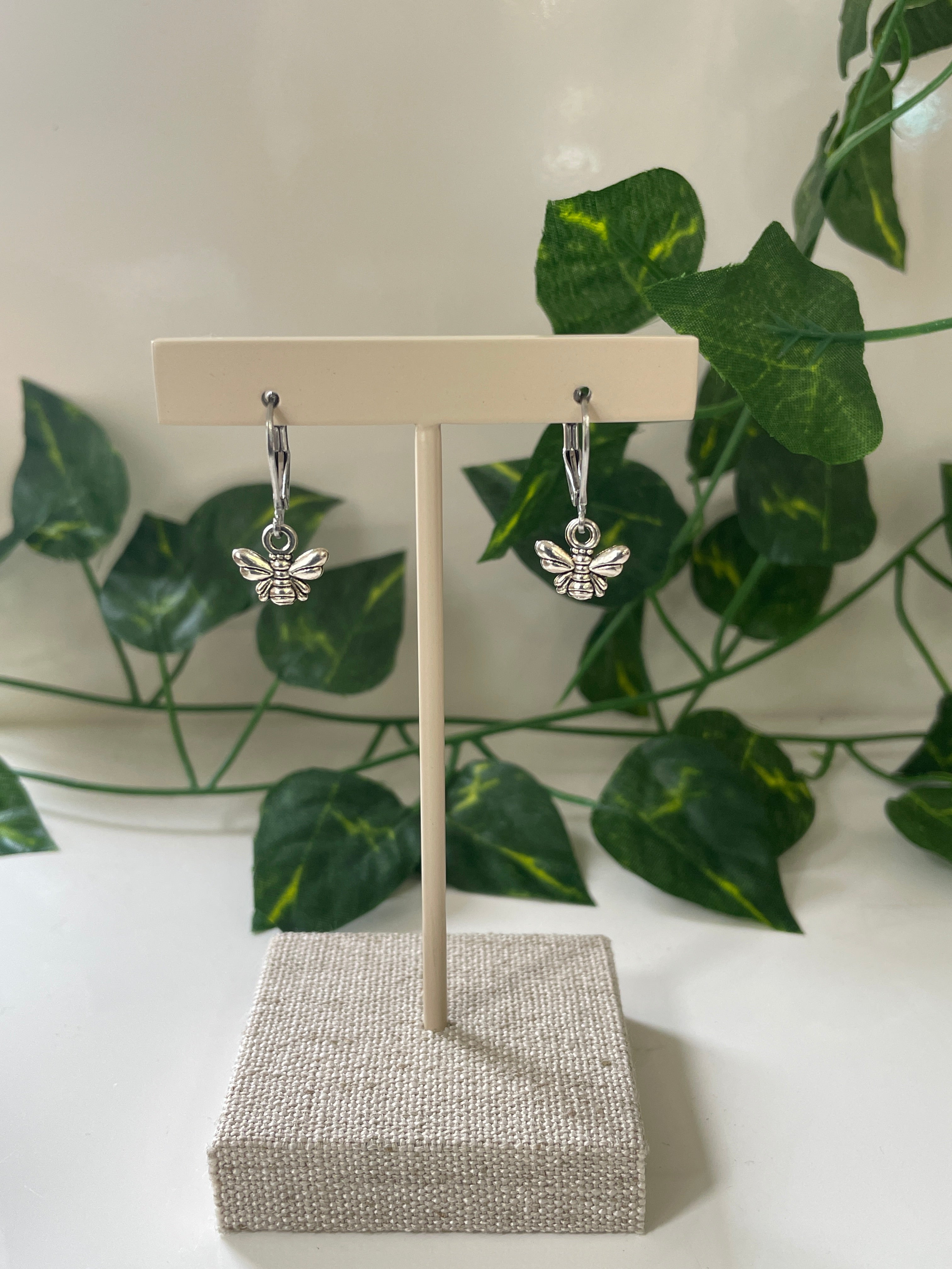 Silver Plated Small Bee Earrings