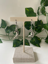 Silver Plated Filigree Moon Earrings