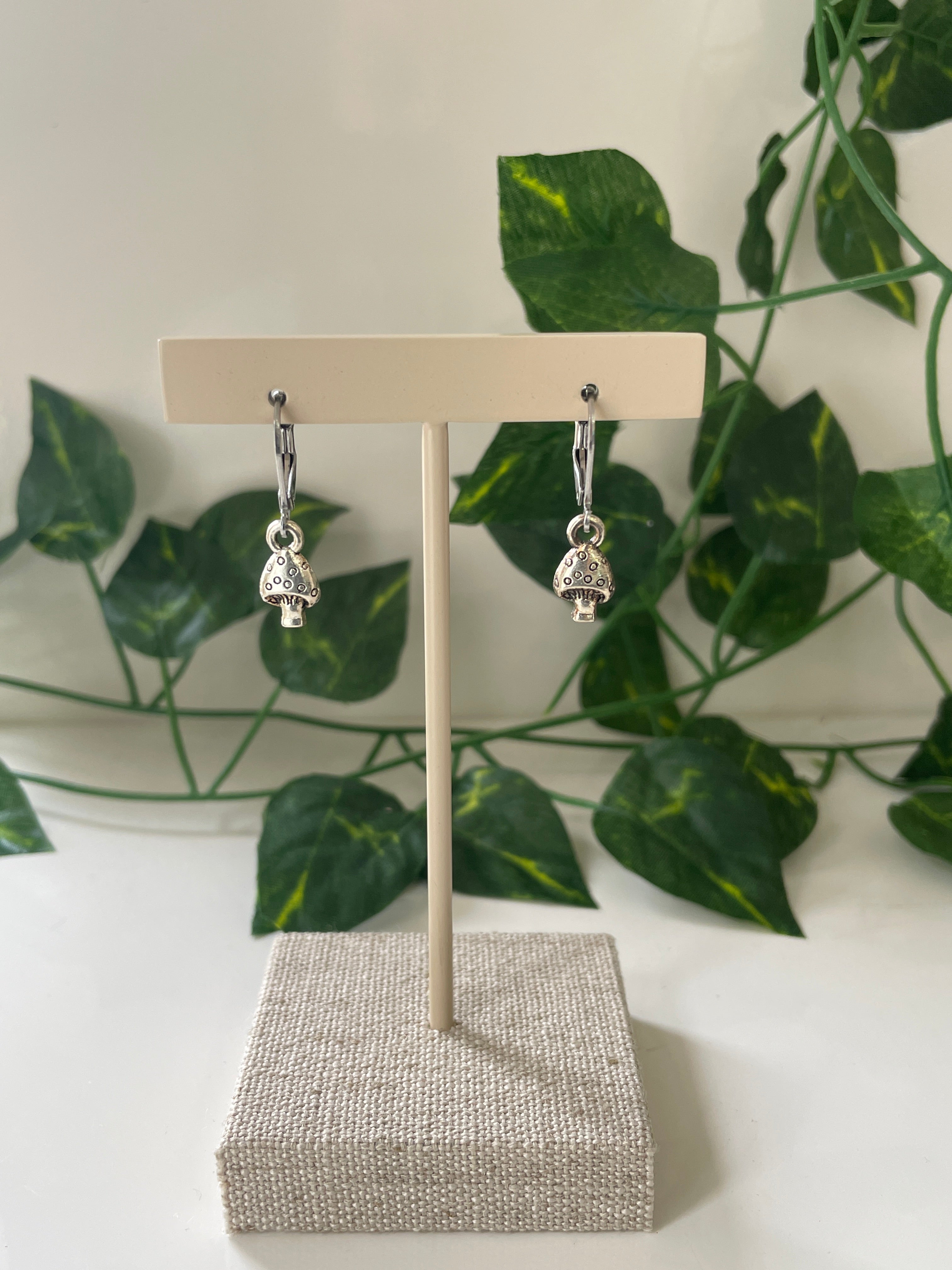 Silver Plated Mini Mushroom Earrings