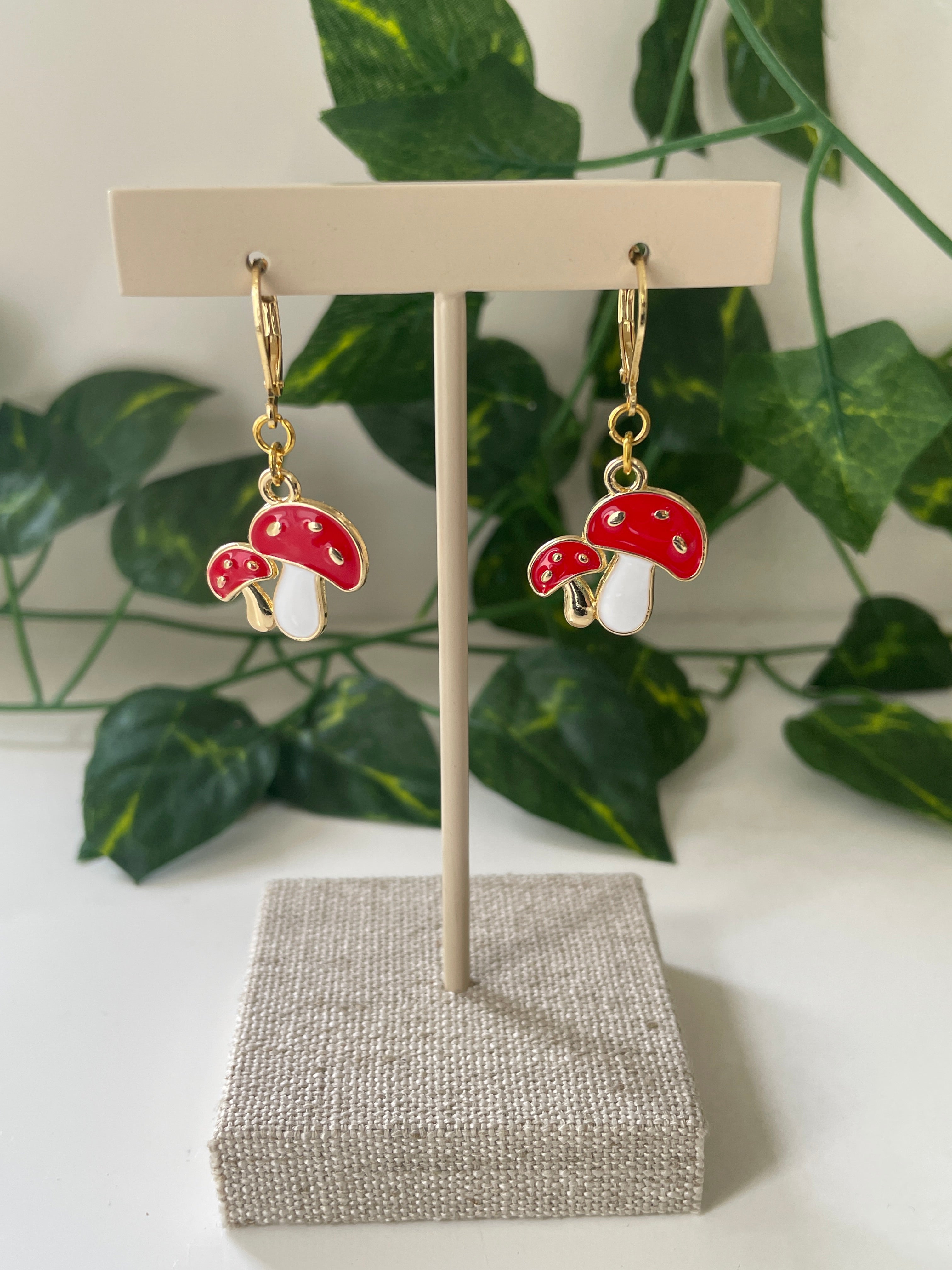 Gold Plated Mushroom Earrings