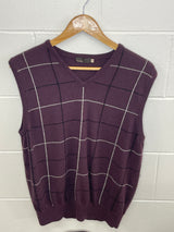 Plaid Burgundy Vest XL