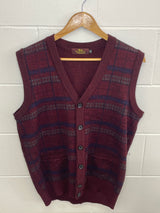 Xuema Plaid Maroon Vest XL