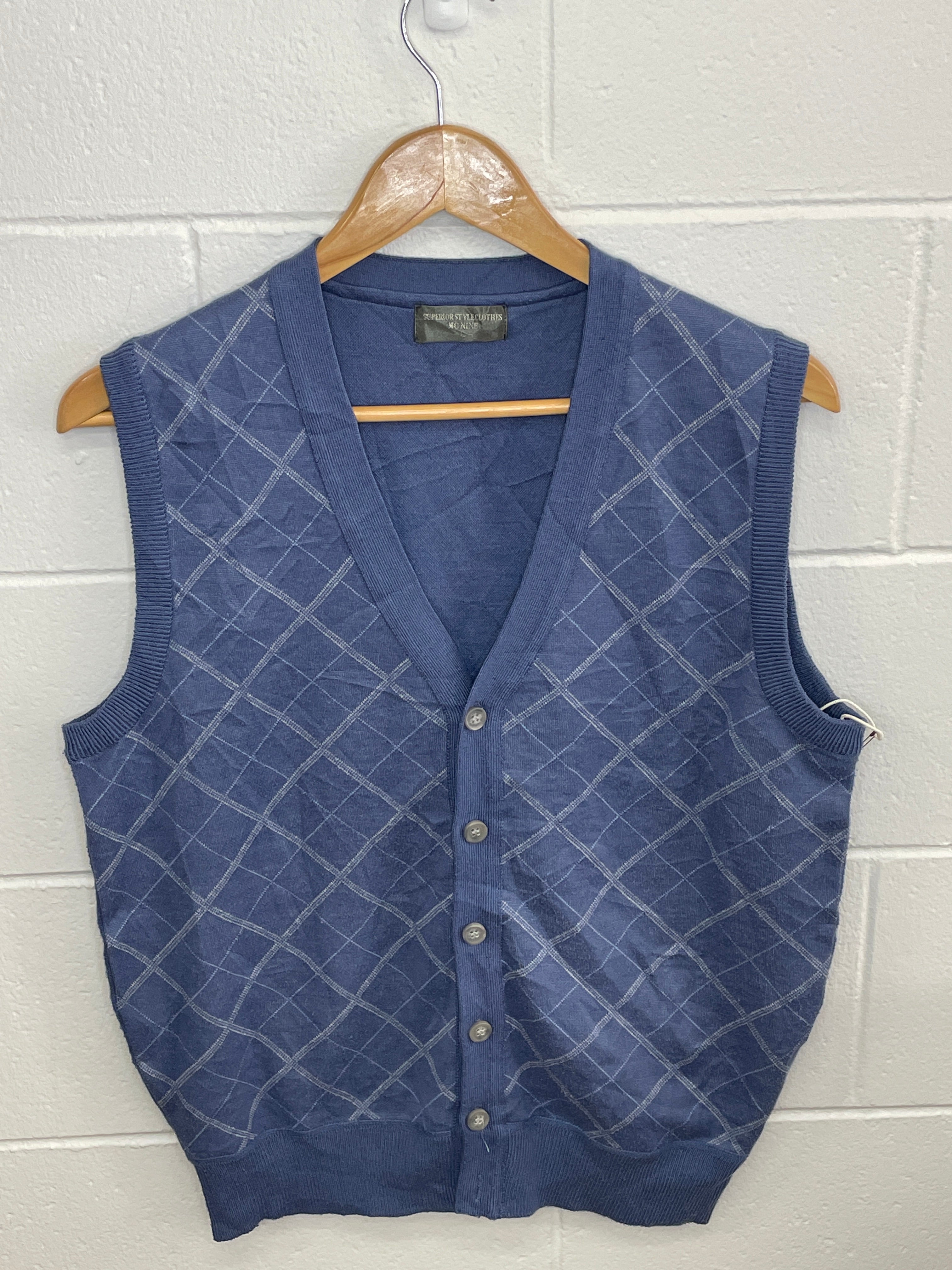 Blue Checkered Vest Large