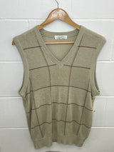 Lindbergh Beige Plaid Vest Large