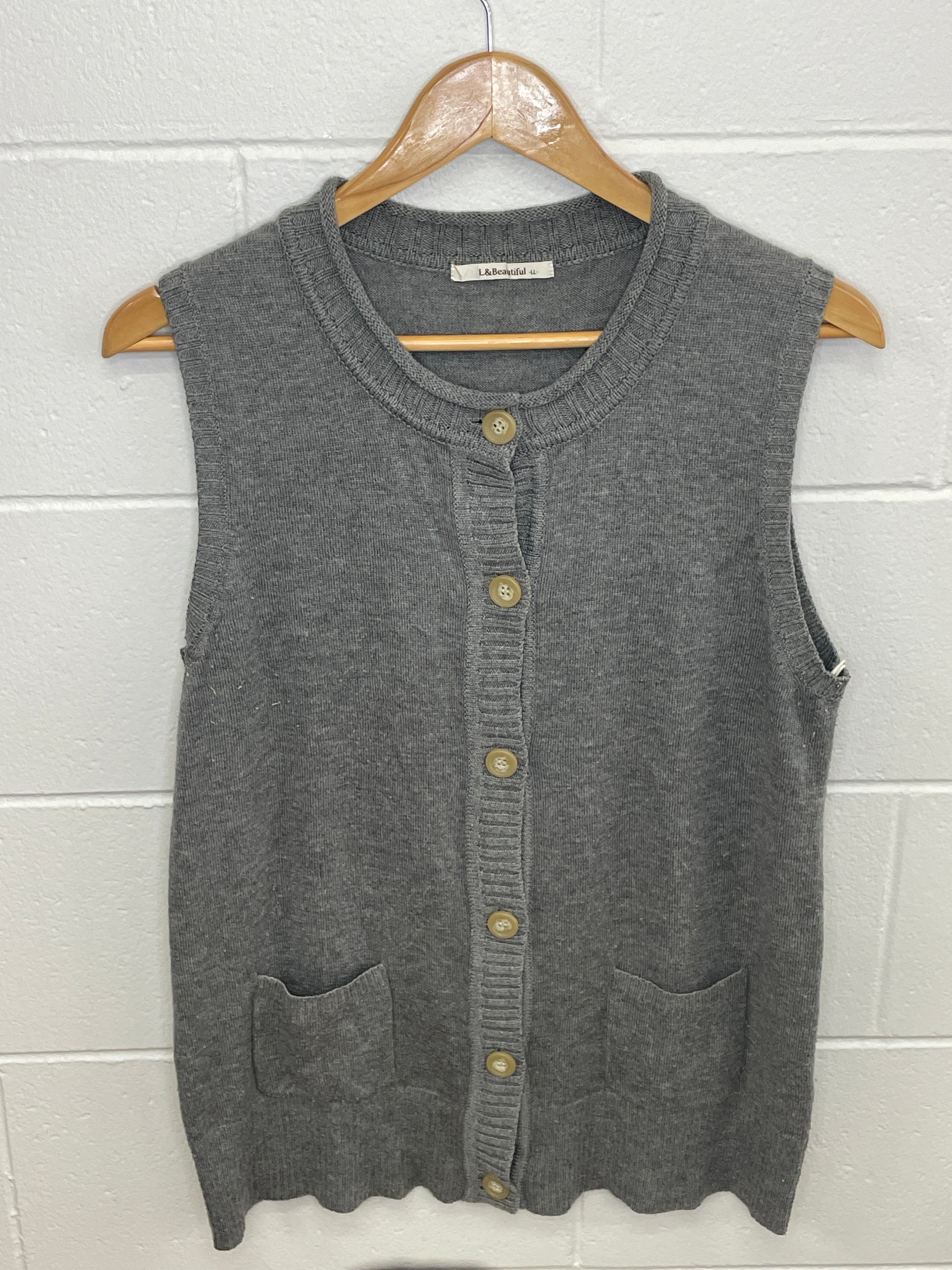 Grey Button Up Vest Large