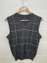 Vitesse Grey Checkered Print Vest Medium