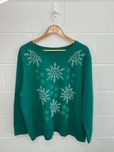 Green Snowflake Crewneck 3XL