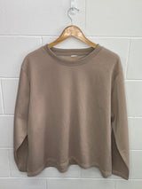 Beige Plain Crewneck Large