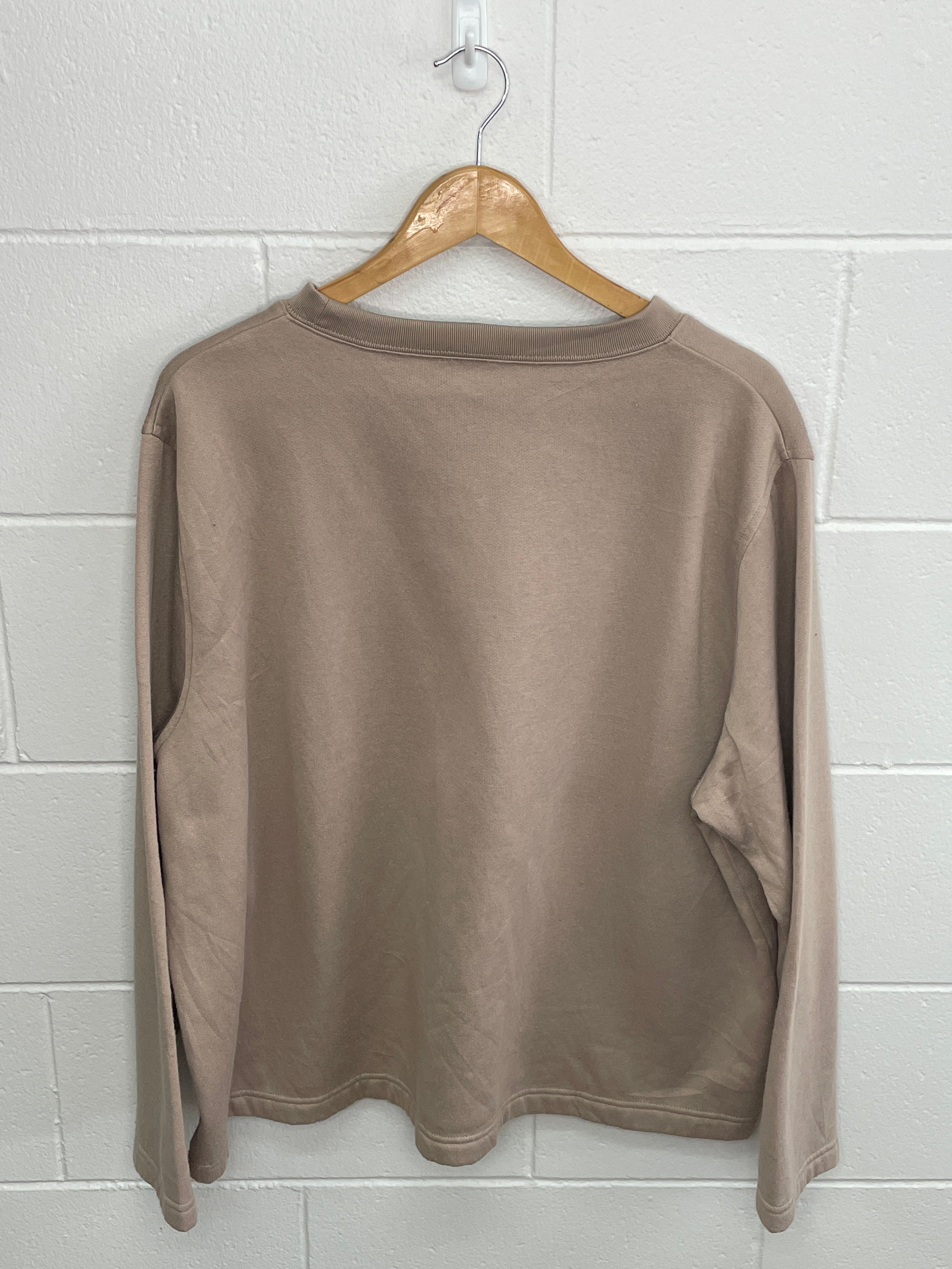 Beige Plain Crewneck Large