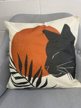 Black Cat With Fern Pillow