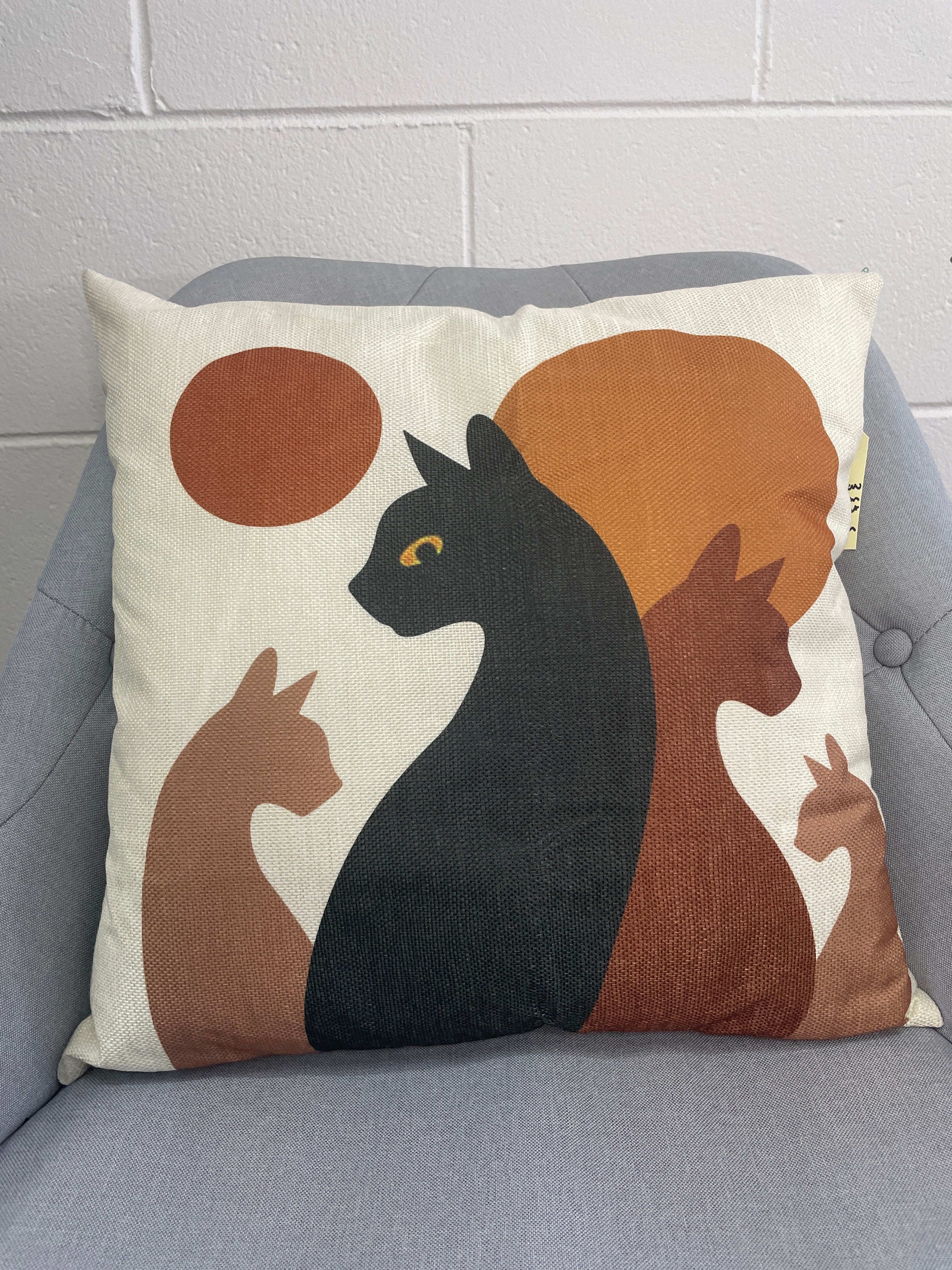 Black Cat With Silhouettes Pillow