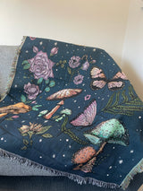 Mushroom With Butterfly Night Sky Blanket/Rug