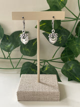 Silver Plated Heart Flower Earrings