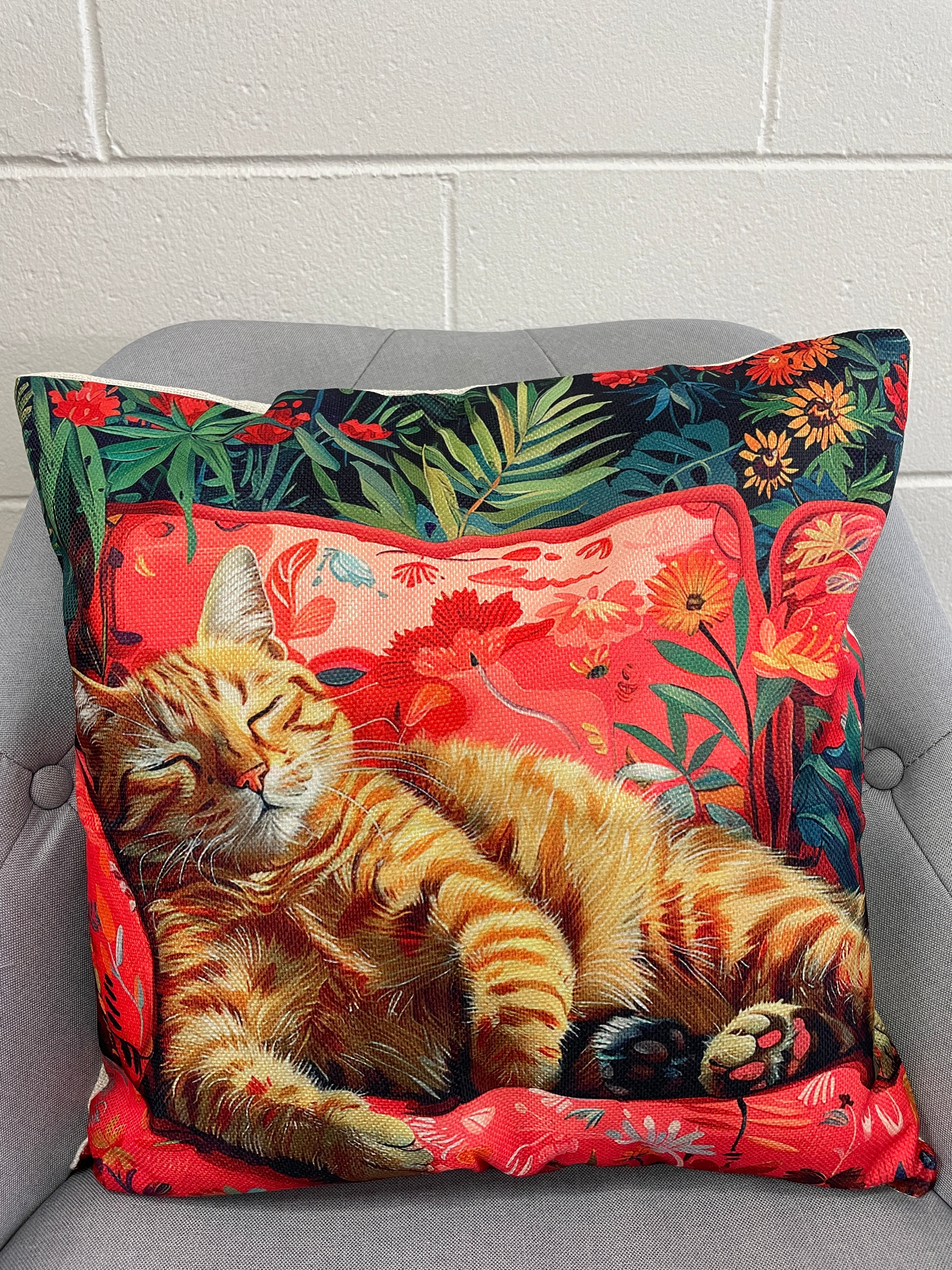 Relaxing Ginger Cat Pillow