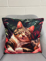 Sleeping White Feet Tabby Cat Pillow