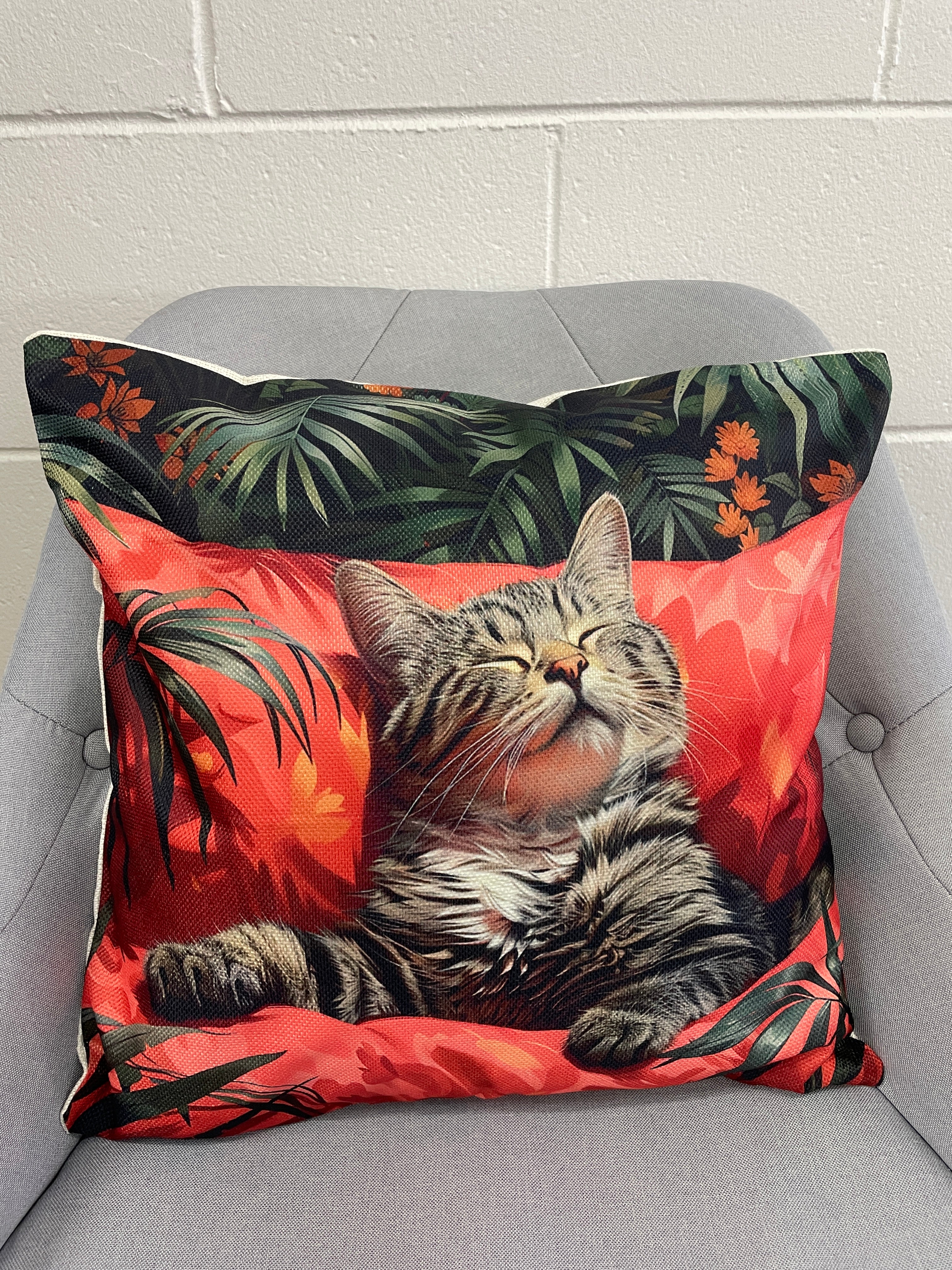 Sleeping Tabby Cat Pillow