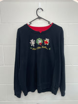 Deck The Halls Cat Christmas Crewneck Black Large