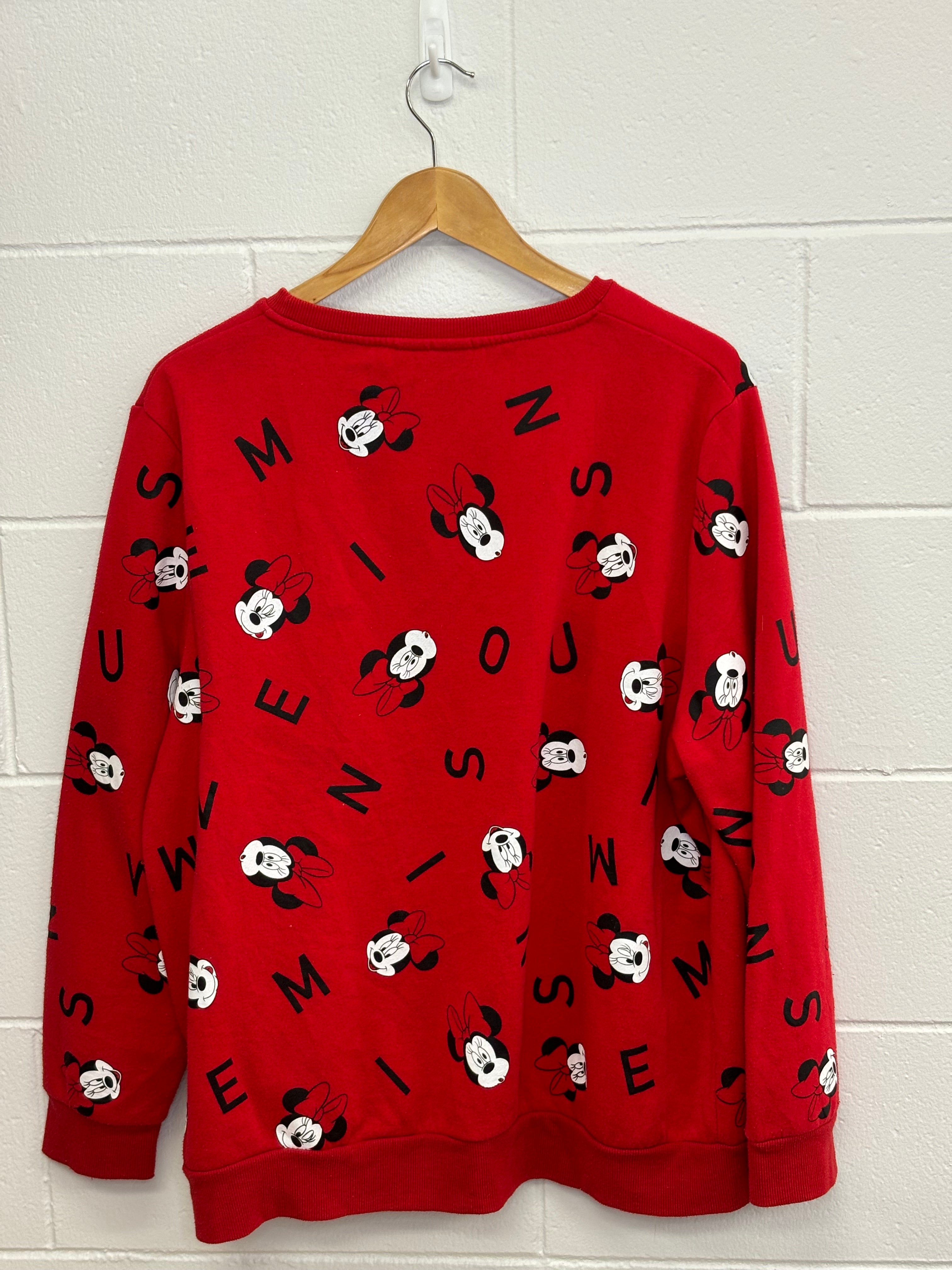 Disney Minnie Mouse Face Red Crewneck XL