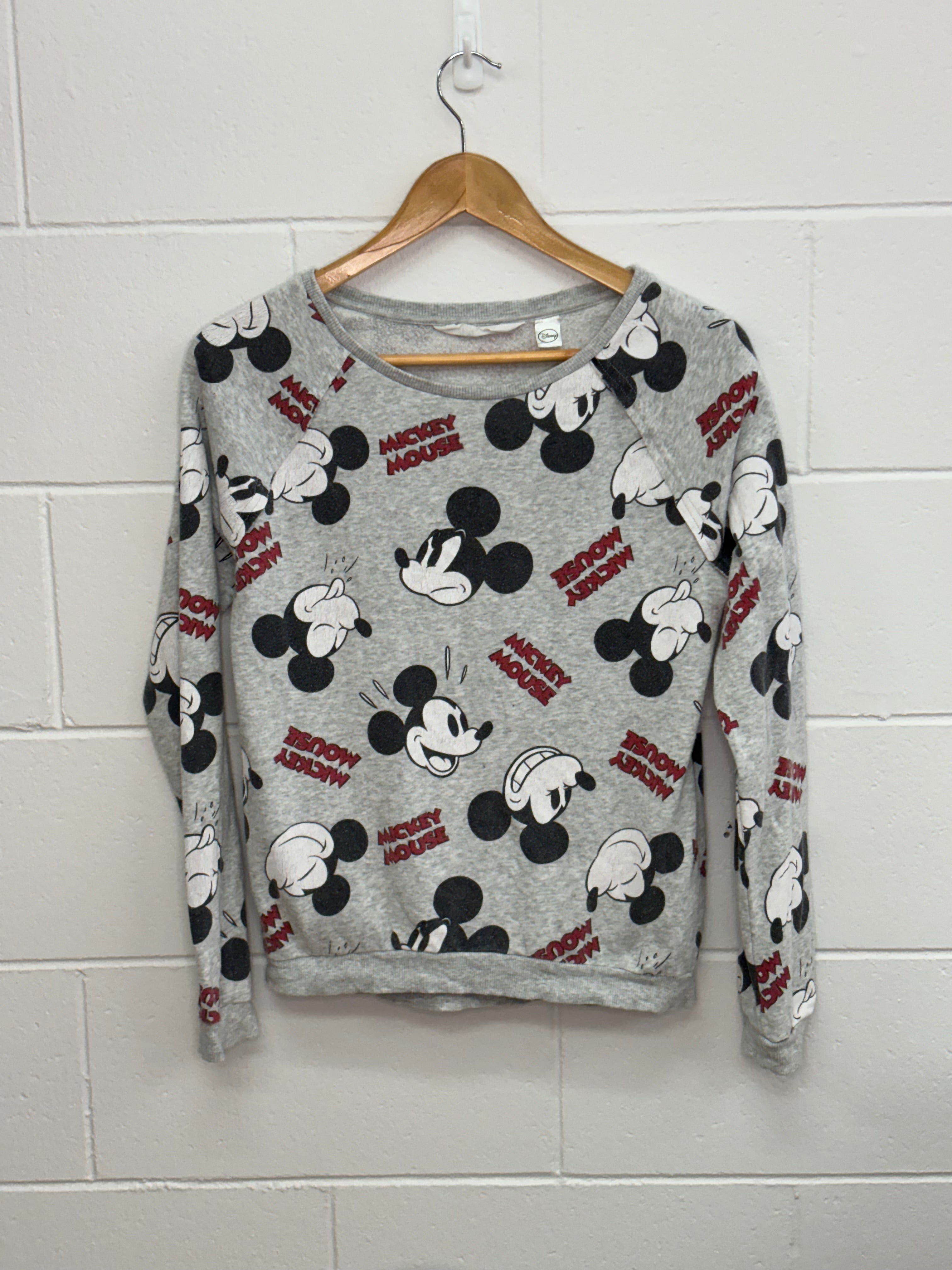 Disney Mickey Mouse Face Grey Crewneck Small