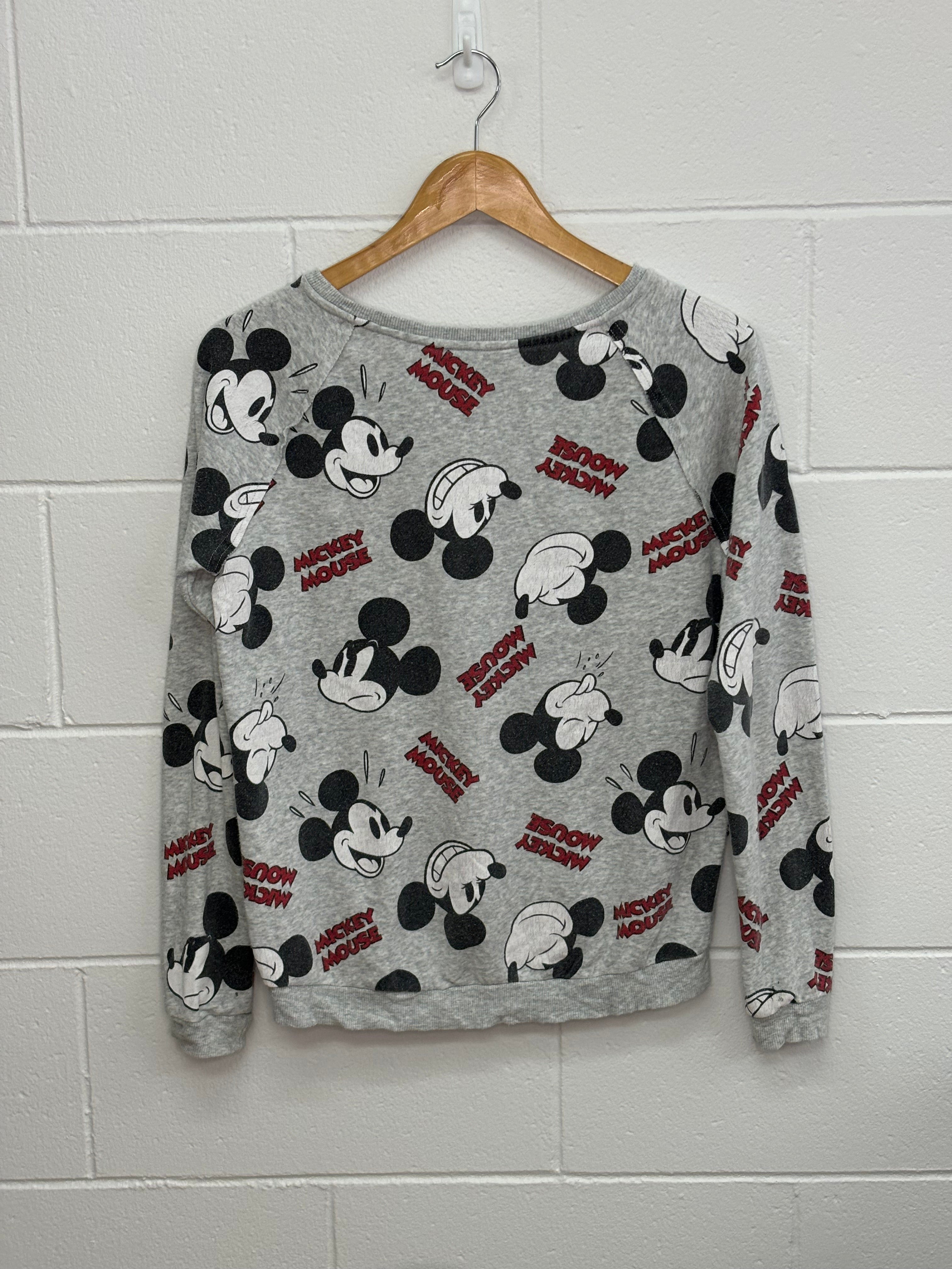 Disney Mickey Mouse Face Grey Crewneck Small