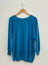 Light Teal Blue Plain Crewneck Large