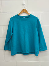 Bright Teal Plain Crewneck 3/4 Length Arm Medium