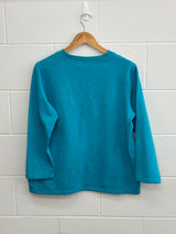 Bright Teal Plain Crewneck 3/4 Length Arm Medium