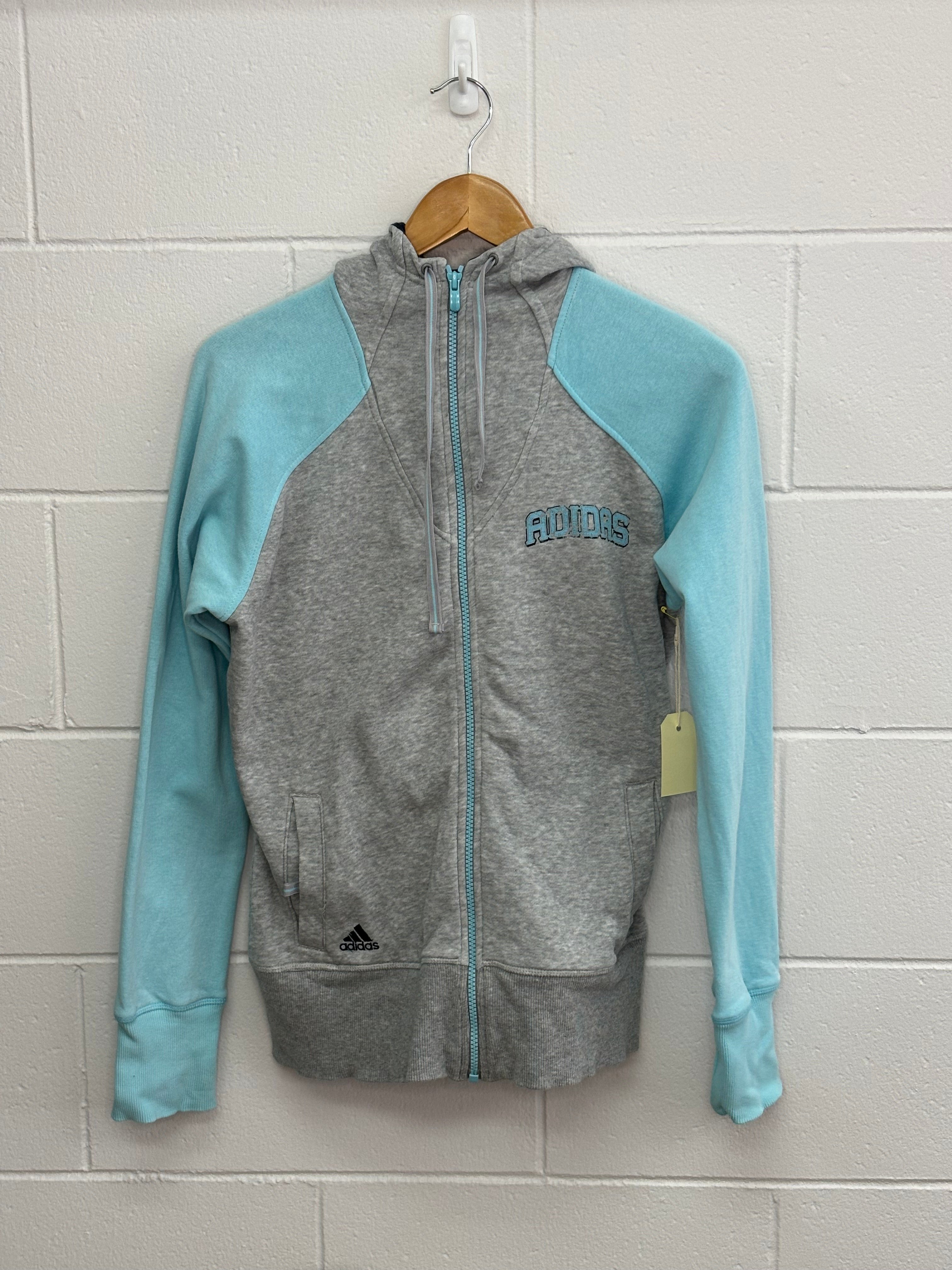 Adidas Baby Blue And Grey Zip Up Hoodie XS