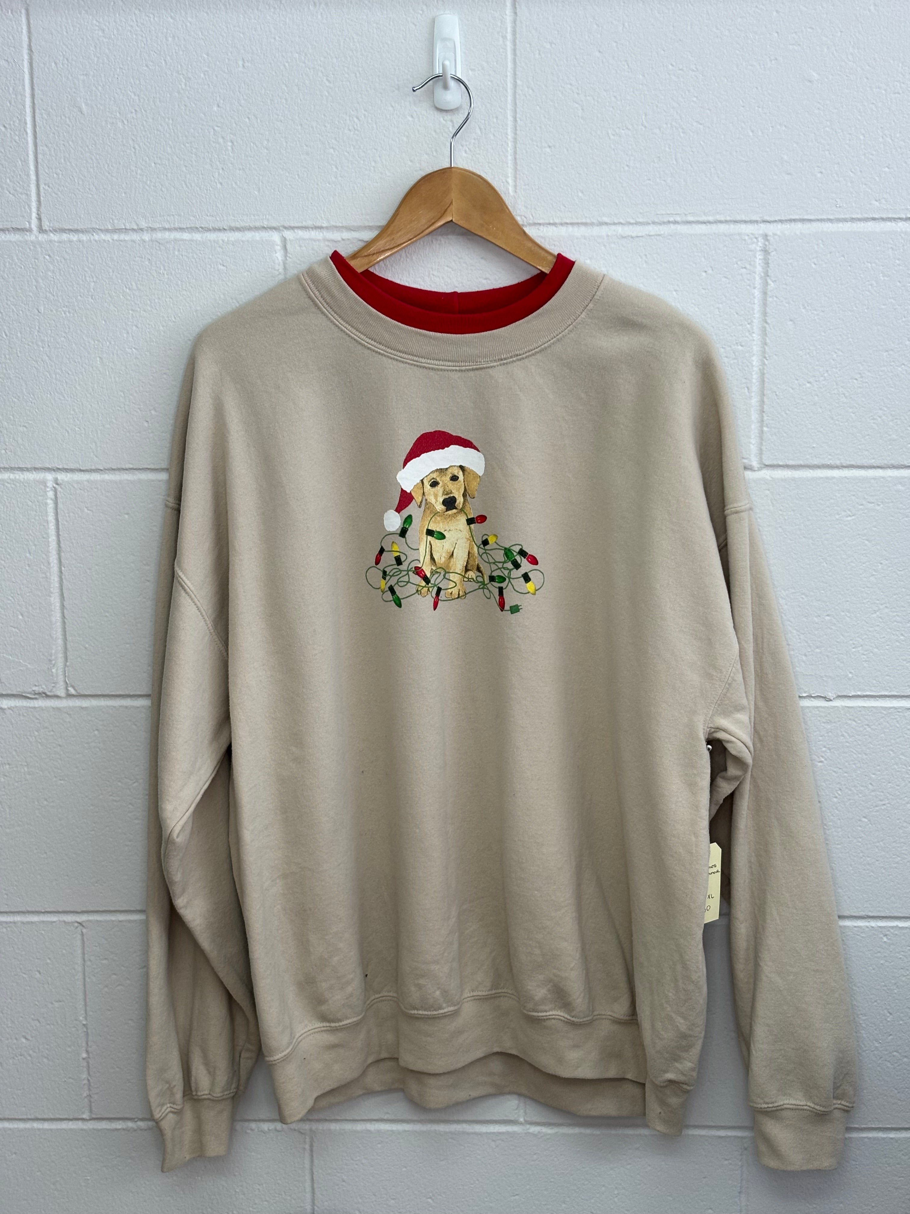 Christmas Dog Cream Crewneck XL