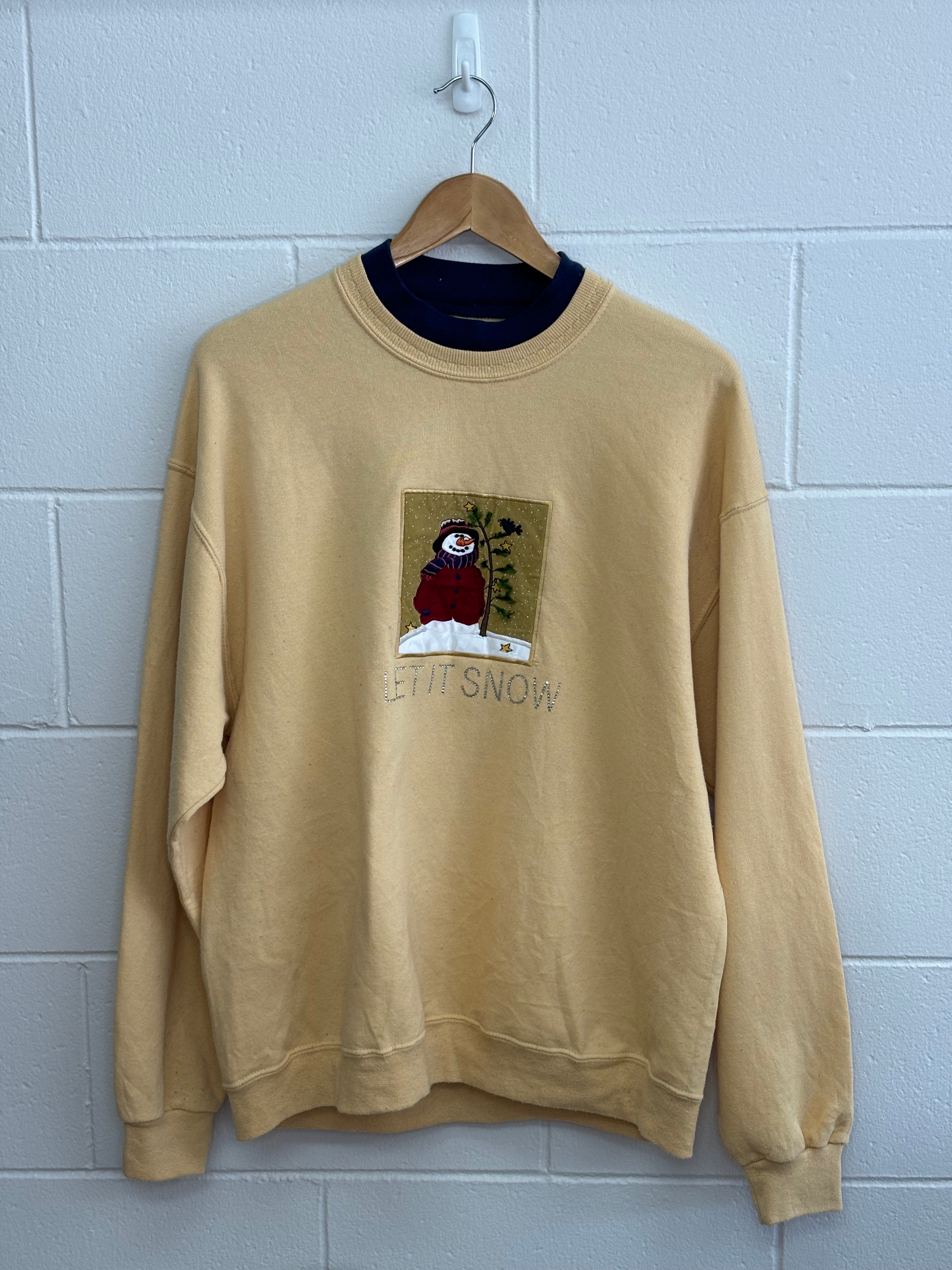 Let It Snow Yellow Crewneck Large