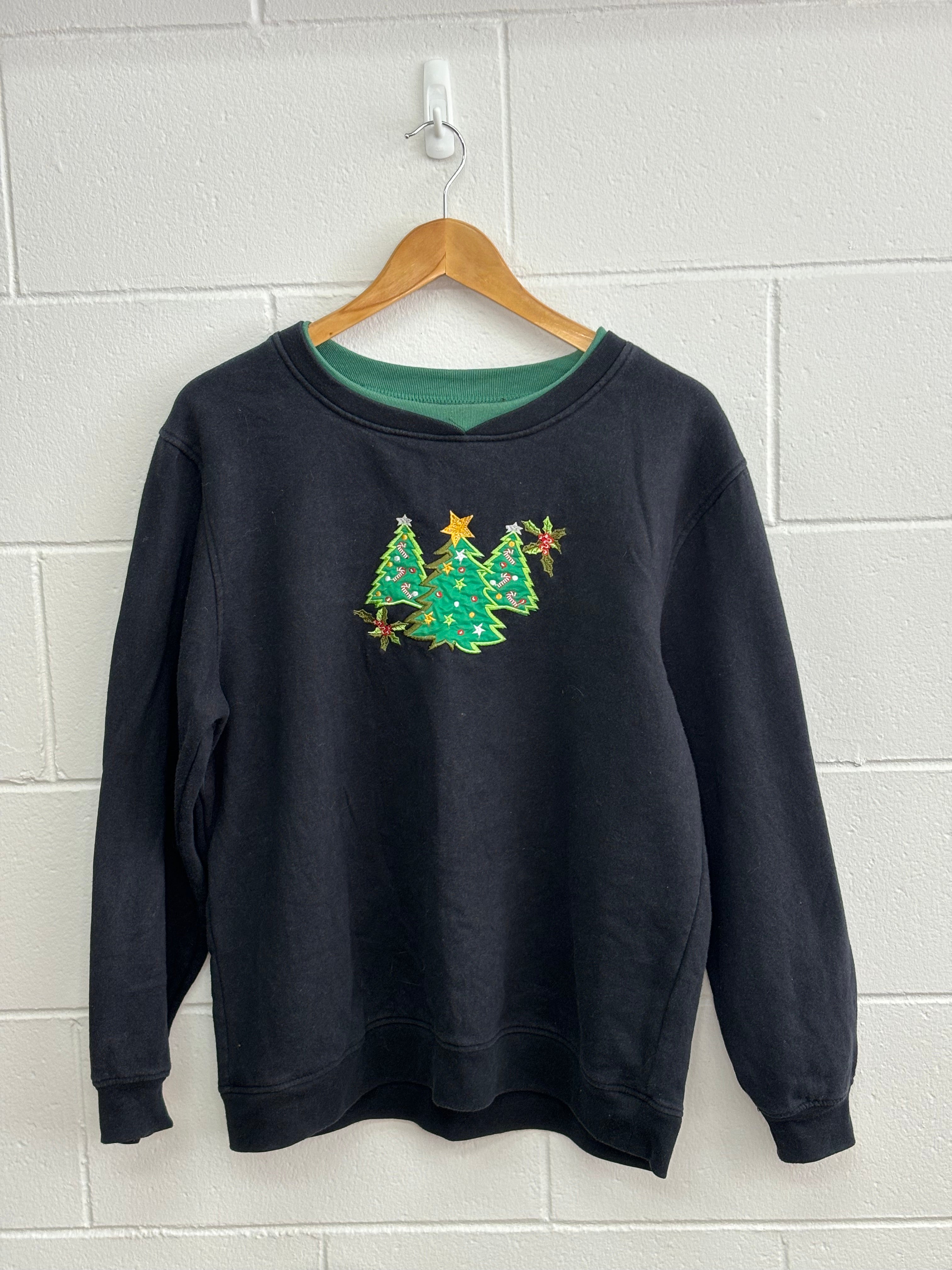 Christmas Tree Black Crewneck XL