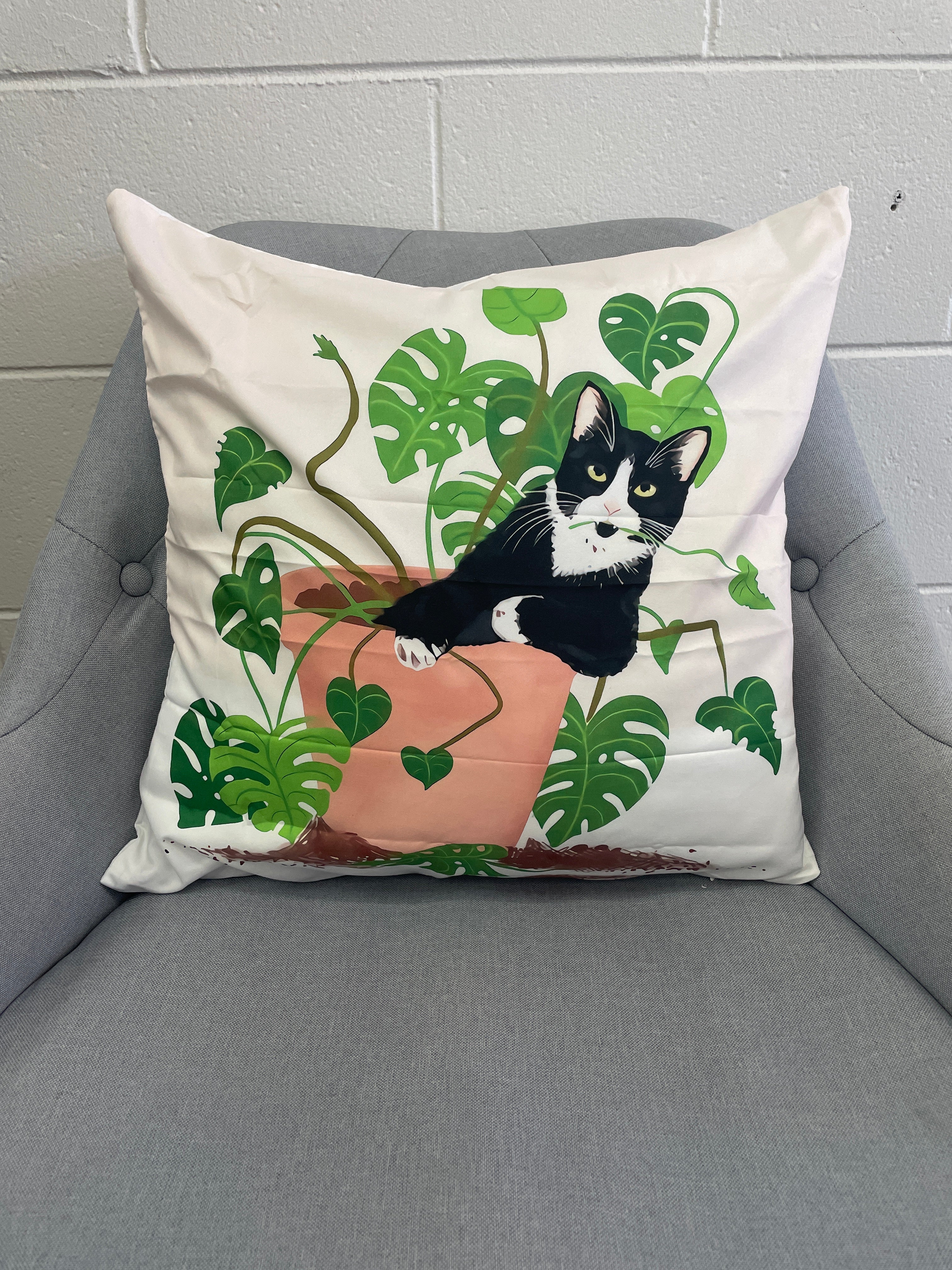 Cat In Pot Pillow